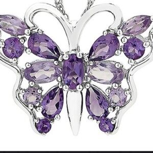 Amethyst Butterfly pendant in Silver